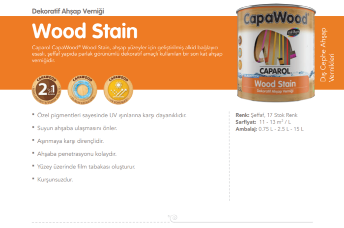 Filli Boya CapaWood Wood Stain Dekoratif Ahşap Verniği 0.75 L. - Görsel 2
