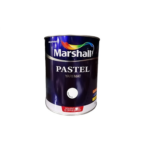 marshall-pastel-yarimat-0.75-lt Marshall Pastel Yarı Mat Solvent Bazlı Boya Beyaz 0.75 L. - Görsel 1