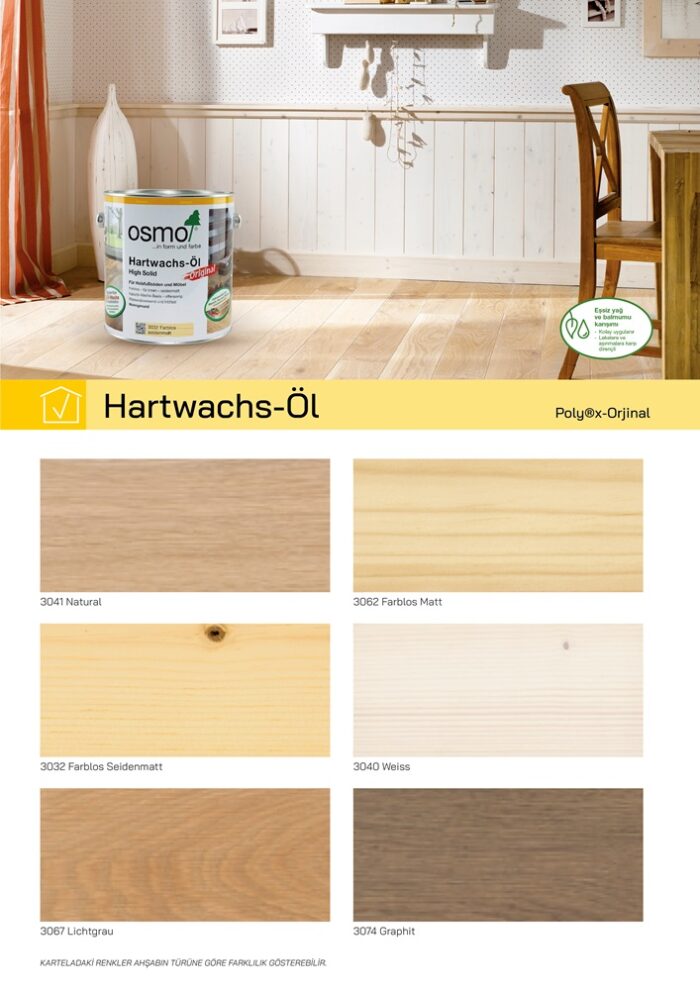 Osmo Hartwachs-Öl Ahşap Yağı 0.75 Litre - Görsel 2