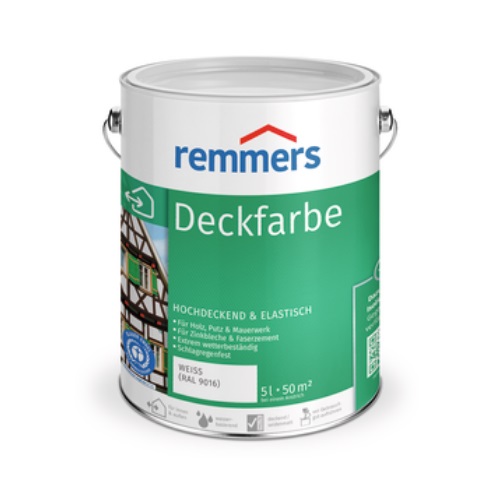 remmers-deckfarbe-5lt Remmers Deckfarbe Beyaz Ahşap Boyası Su Bazlı 5 Litre - Görsel 1
