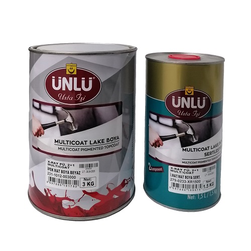 unlu-multicoat-i-mat-boya-1-1-4-5-kg Ünlü X-RAY Poliüretan 2+1 Multicoat İ.Mat Boya Beyaz 3 Kg +1.5 Kg - Görsel 1